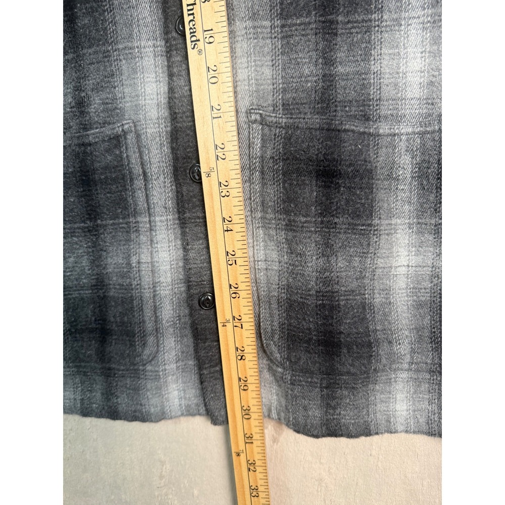 Vans Mens Large Grey Black Plaid Flannel Chore Shirt Jacket 100% Cotton - Picture 7 of 12